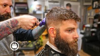 A Classic Fade with Dense Beard Shape Up  The Dapper Den Barbershop [upl. by Teews462]