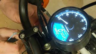 How to install the popular digital motorcycle speedometer on amazon Universal Tach Install [upl. by Eetnahc]