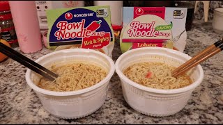 Bowl Noodle Hot amp Spicy vs Lobster Flavor 🦞 🍜 Nongshim Ramen Soup Mukbang [upl. by Arihs]