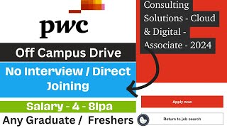 PWC Recruitment 2024  Off Campus Hiring 2024  Any Graduate  Apply Online  Salary  4  8lpa [upl. by Gaddi569]