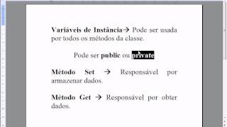 Aula Java 24  Definição de Variáveis de Instância Método Set e Método Get [upl. by Lundin]