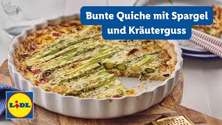 Spargelquiche  Frühlingsrezept Bunte Quiche mit Spargel und Kräuterguss  Lidl Kochen [upl. by Yajeet]