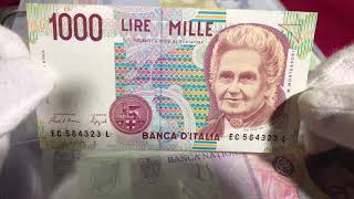 banknote 1000 lire 1990 Italy [upl. by Parnell]