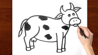 How to draw cow easy  Cow drawing for kids  Kids drawing  Kids Video  cowdrawingeasy [upl. by Audrey922]