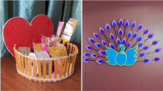 Creative DIY Projects Popsicle Stick Basket amp Vibrant Peacock Wall Decor [upl. by Cullan392]