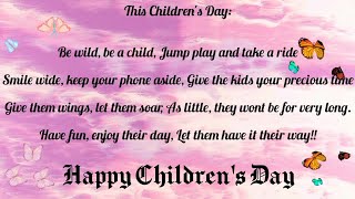 Poem on Childrens Day English ll Childrens Day english poem ll childrensday trendingvideo poem [upl. by Carrol]