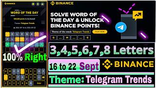 Telegram Trends WOTD  Binance New WODL Answers Today  All Letters Word Of The Day [upl. by Wayne16]