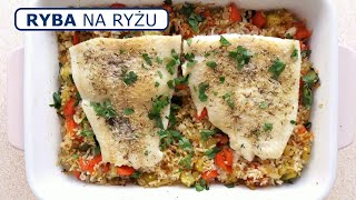 RYBA Z PIEKARNIKA Z WARZYWAMI I RYŻEM  Ryba pieczona z warzywami  obiad fit  Filet z halibuta [upl. by Najib]