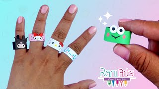 Cómo hacer anillos de papel ORIGAMI  personajes de Sanrio muy fáciles ✨ [upl. by Margot403]