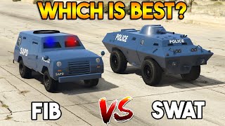 GTA 5 ONLINE  SWAT TANK VS FIB TRUCK WHICH IS BEST [upl. by Ynattyrb]