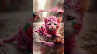 🥺Strawberry Cats Journey From Rescue by Teletubbies to Stardom🐱shorts cute cat kitten catlover [upl. by Eyr]