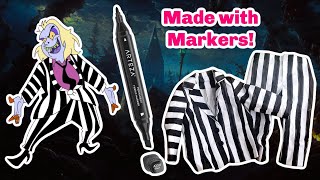 I made a Beetlejuice suit using markers for my 2 year old son  Halloween Costume Sewing and How to [upl. by Nnahaid]