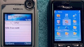 Sending SMS from Nokia 3250 to Nokia 6680 and back [upl. by Elleinwad]