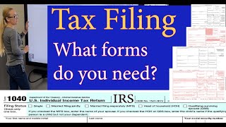 Tax forms documents needed to file your IRS 1040 tax return W2 1099 SSA Schedule C 1098 div [upl. by Ilaire]