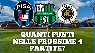 PROMOZIONE DIRETTA QUANTI PUNTI POSSONO FARE SASSUOLOPISA E SPEZIA NELLE PROSSIME 4 PARTITE [upl. by Aldredge106]