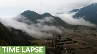 Fog swallows entire valley from top of volcano [upl. by Bel577]