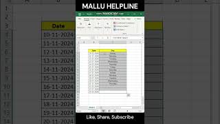 How to Find the Day of the Week for Any Date in Excel excel date exceltips [upl. by Maximilien]