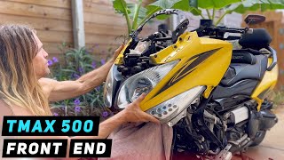 Yamaha Tmax 500  Front End Removal  Installation  2008  2011  Mitchs Scooter Stuff [upl. by Accemahs25]