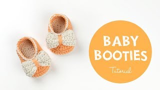 How To Crochet Cute and Easy Baby Booties for Beginners Croby Patterns [upl. by Ellekram383]