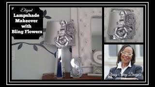 DIY 🌻🌹🌸Lampshade Makeover  Bling Paper Flowers🌸🌺🌻 Home Decor [upl. by Negriv]