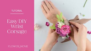 EASY DIY Wrist Corsage by Flower Moxie SUPER FAST TUTORIAL [upl. by Beverlee]