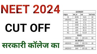 NEET CUT OFF 2024 GOVERNMENT MEDICAL COLLEGE PART 2 NEET MBBS CUT OFF [upl. by Smukler]