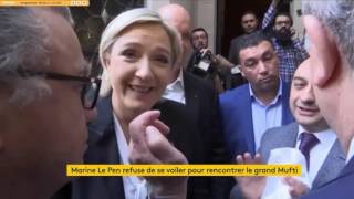 Au Liban Marine Le Pen refuse de porter le voile 21 février 2017 [upl. by Gent]