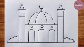 How To Draw A Mosque  Masjid Easy Drawing  pencil Drawing zishanshorts12 [upl. by Haveman]