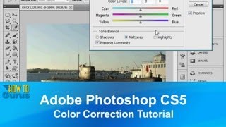 Adobe Photoshop CS5 Color Correction Tutorial  How to use Photoshop Color Balance Adjustment Tool [upl. by Nagorb]