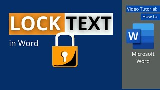 How to Lock Text in Microsoft Word [upl. by Earesed]