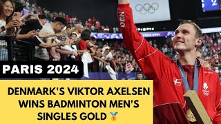 Denmarks Viktor Axelsen wins badminton mens singles gold defending his Olympic title [upl. by Ozzy]