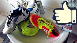 How To Clean Soccer Cleats amp Footballs by freekickerz [upl. by Seditsira406]