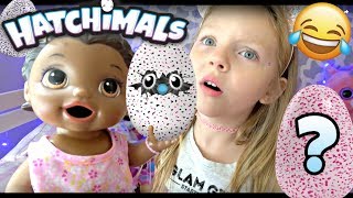 BABY ALIVE gets a PET its a HATCHIMAL The Lilly and Mommy Show The TOYTASTIC Sisters FUNNY SKIT [upl. by Sirdna]