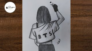 BTS Art Drawing  How to draw BTS Girl  BTS pencil shading drawing [upl. by Nylannej]