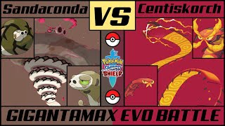 GMAX CENTISKORCH vs GMAX SANDACONDA  Evolution Line Battle [upl. by Nnylirej]