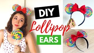 🍭DIY Rainbow LOLLIPOP Minnie Mouse Ears🍭 [upl. by Tjader]