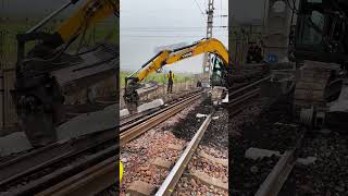 Railway foundation stone replacement process Good tools and machinery make work easy [upl. by Eralcyram]