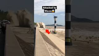 ⚠️Warning Attacked by Giant Waves 😱🤯giantwave closecall oceanpower adrenaline danger [upl. by Donnell]