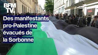 Des manifestants proPalestine se sont installés à la Sorbonne avant dêtre évacués par la police [upl. by Kerwin]