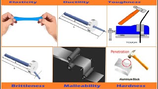 Mechanical properties of materials  Elasticity Ductility Brittleness Malleability Toughness [upl. by Trueblood]