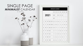 How to make a SINGLE PAGE MINIMALIST CALENDAR [upl. by Goodden]