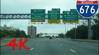 ⁴ᴷ Interstate 676NorthSouth Freeway Camden NJ northbound 4K VIDEO [upl. by Leirza]