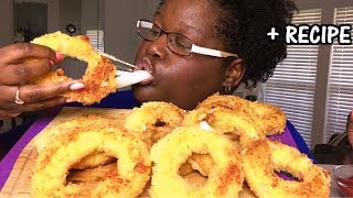 GIANT FRIED MOZZARELLA ONION RINGS 먹방 MUKBANG  RECIPE [upl. by Henrie974]