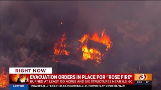 Evacuations in place as at least six structures destroyed in Rose Fire near Wickenburg [upl. by Lombardo]