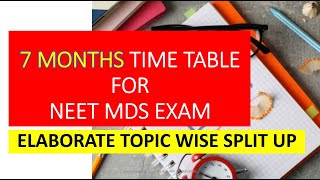 7 MONTHS STUDY PLAN  NEET MDS TIMETABLE  NEET MDS STUDY PLAN FULL PORTION PLUS REVISION [upl. by Melany]