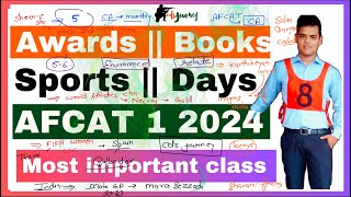 Awards  Books  Important Days  Sports based Questions for AFCAT 1 2024  AFCAT 2024 GK [upl. by Howlond187]