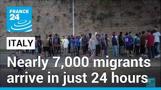 Italy migrant crisis Nearly 7000 migrants arrive in just over 24 hours • FRANCE 24 English [upl. by Aicinet]