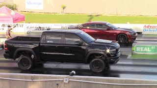 Ram TRX vs 392 Charger ZR1 Corvette amp Hellcat 14 Mile Drag Racing [upl. by Trinidad]