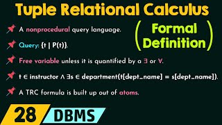 Tuple Relational Calculus Formal Definition [upl. by Orton]