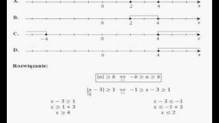 Test maturalny 1 zadanie 2  rozwiązywanie nierówności x  3  większe bądź równe 1 [upl. by Airan]